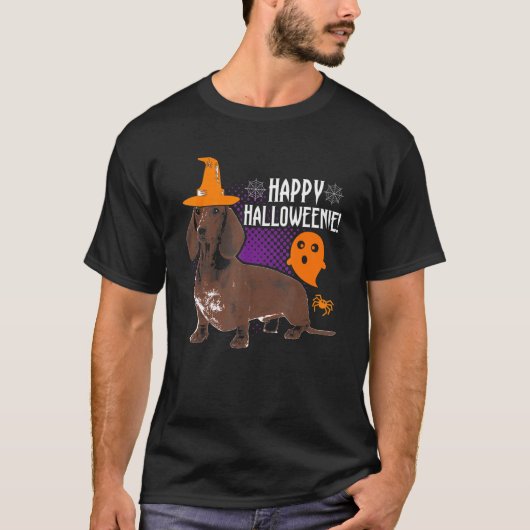 Halloween Teckel Mannen Vrouwen Kinder Happy Hallo T-shirt (Voorkant)