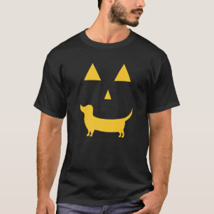 Halloween teckel pompoen gezicht cool teckel t-shirt