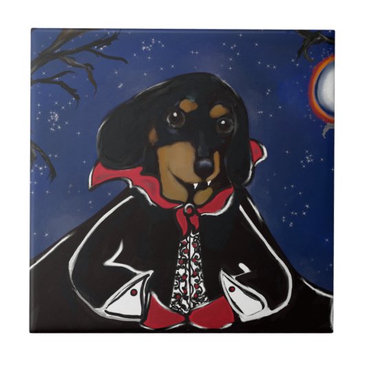 Halloween Teckel Tegeltje (Voorkant)