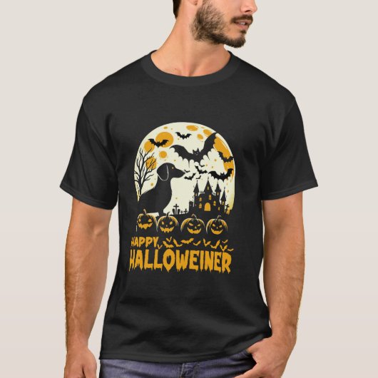 Halloween Teckel Weenie Wiener Moon Dog Hallowe T-shirt (Voorkant)