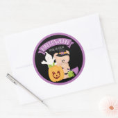 Halloween Teddy Bear Warlock met vrienden Ronde Sticker (Envelop)