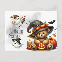 Halloween Teddy Bear Wizard Holiday Briefkaart