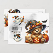 Halloween Teddy Bear Wizard Holiday Briefkaart (Voorkant / Achterkant)
