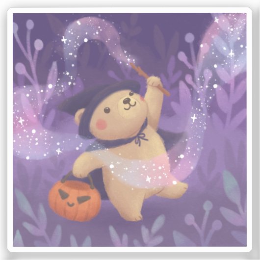 Halloween: Teddy de heks Sticker (Voorkant)
