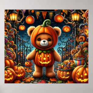 Halloween teddybeer Poster
