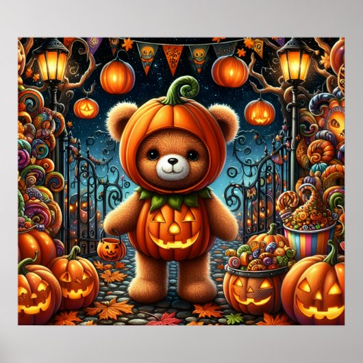 Halloween teddybeer Poster (Voorkant)