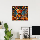 Halloween teddybeer Poster (Thuiskantoor)