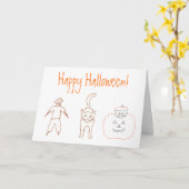 Halloween Tekening Scarecrow Cat Pumpkin Kaarten (Gele Bloem)
