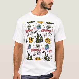 Halloween-tekens: grillig naadloos patroon t-shirt