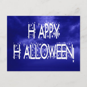 Halloween Tekstkaart met tekst 'Nighttime Blue Hap Briefkaart