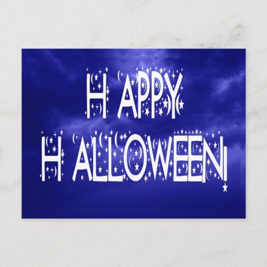 Halloween Tekstkaart met tekst 'Nighttime Blue Hap Briefkaart (Voorkant)