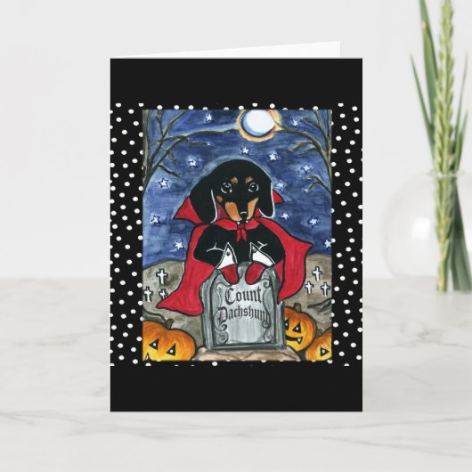 Halloween Tellen Dachshund Kaart (Voorkant)