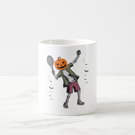 Halloween Tennis Pumpkin Skeleton Mok - Grappig (Center)