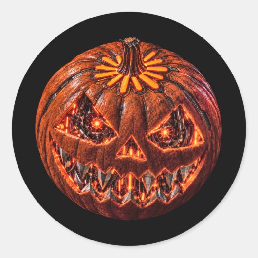 Halloween Terminator AI Ronde Sticker (Voorkant)