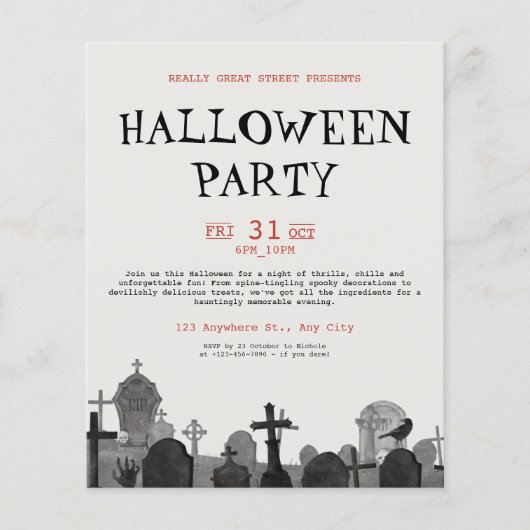  Halloween Terror Party, bewerkbare Halloween Flyer (Voorkant)