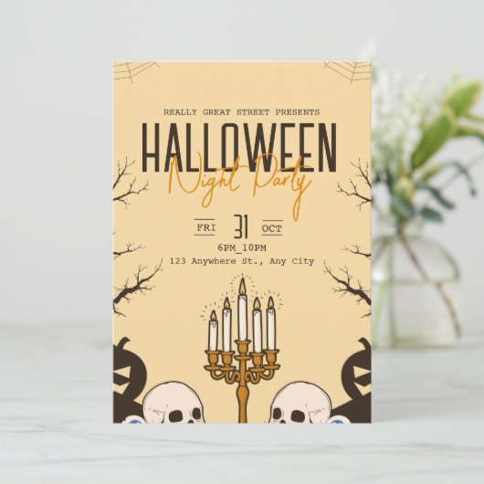  Halloween Terror Party, bewerkbare Halloween Kaart (Staand voorkant)