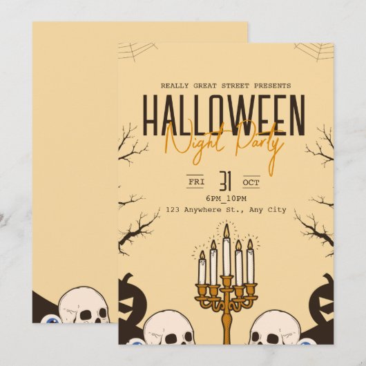  Halloween Terror Party, bewerkbare Halloween Kaart (Voorkant / Achterkant)