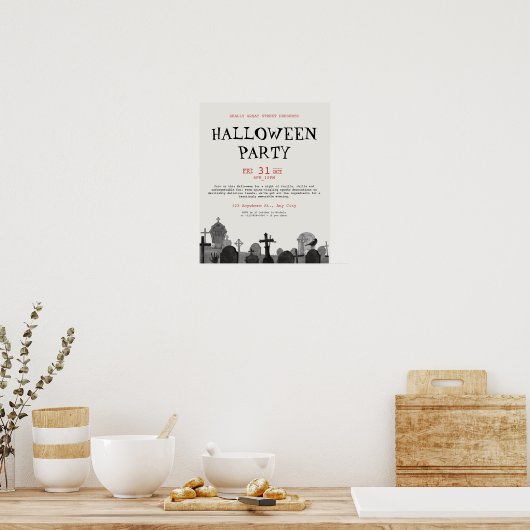 Halloween Terror Party, bewerkbare Halloween Poster (Keuken)