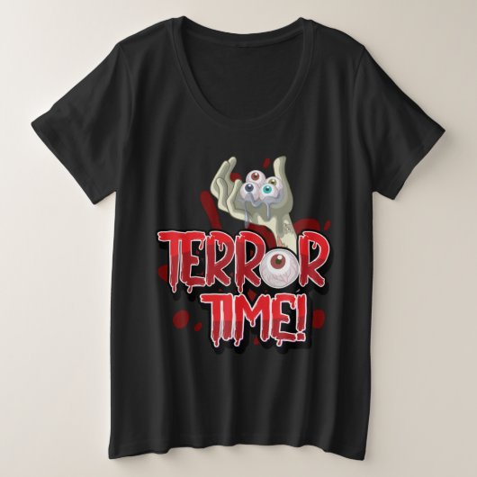 Halloween Terror Time Zombie Hand met ogen Grote Maat T-shirt (Design voorkant)