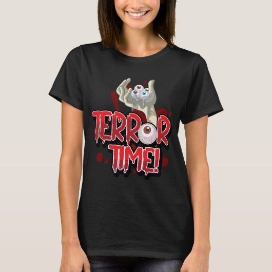 Halloween Terror Time Zombie Hand met ogen T-shirt (Voorkant)