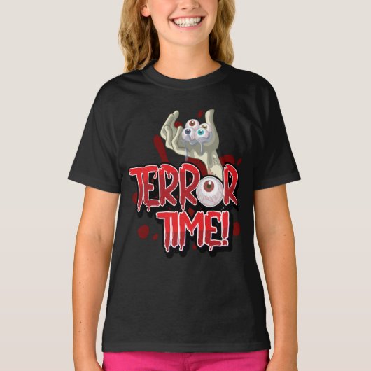 Halloween Terror Time Zombie Hand met ogen T-shirt (Voorkant)