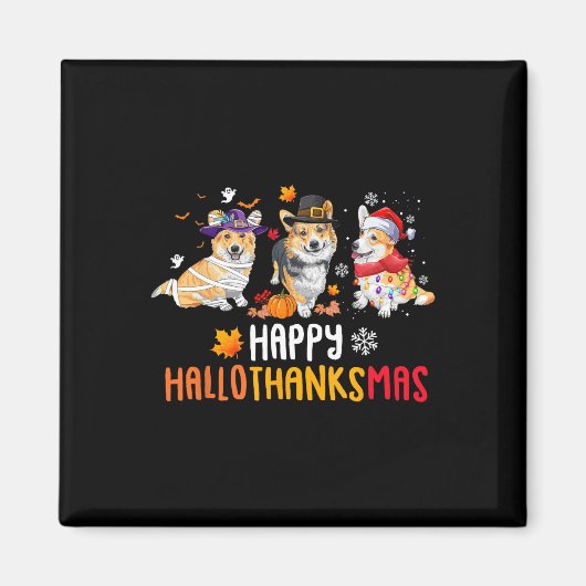 Halloween Thanksgiving Christmas Funny Corgi Dogs Magneet (Voorkant)