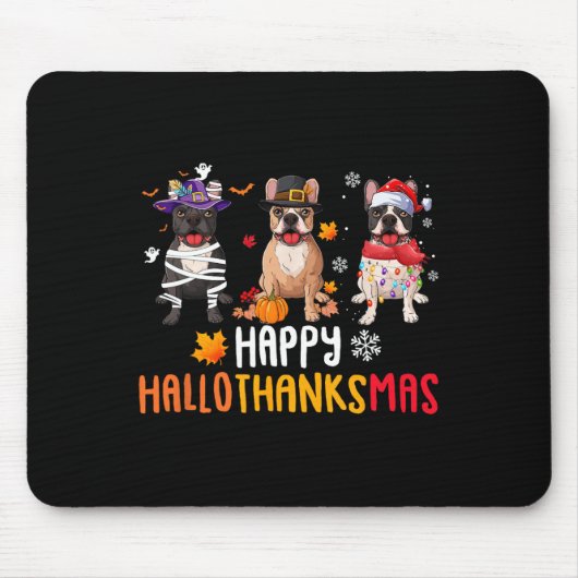 Halloween Thanksgiving Christmas Funny French Bull Muismat (Voorkant)