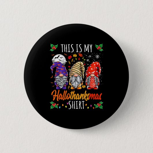 Halloween Thanksgiving Christmas Funny Hallothanks Ronde Button 5,7 Cm (Voorkant)