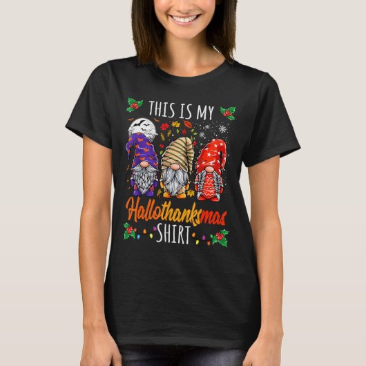 Halloween Thanksgiving Christmas Funny Hallothanks T-shirt (Voorkant)