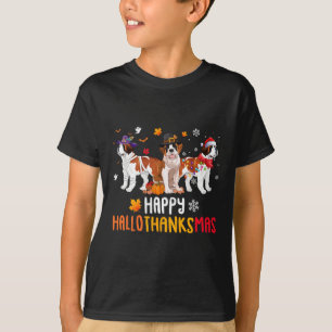 Halloween Thanksgiving Christmas Funny Saint Berna T-shirt