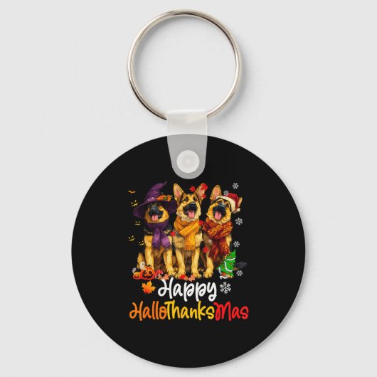 Halloween Thanksgiving Christmas German Shepherd D Sleutelhanger (Voorkant)