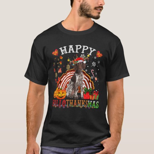 Halloween Thanksgiving Christmas German Shorthaire T-shirt (Voorkant)