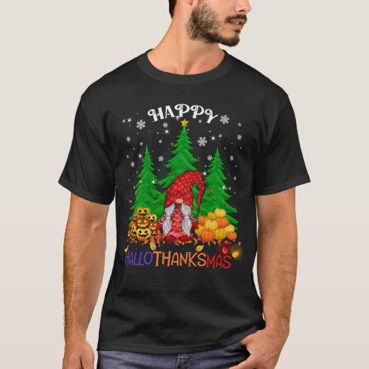 Halloween Thanksgiving Christmas Gnome T-shirt (Voorkant)