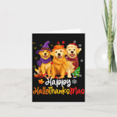 Halloween Thanksgiving Christmas Golden Retriever  Kaart (Voorkant)