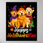 Halloween Thanksgiving Christmas Golden Retriever  Poster (Voorkant)