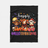 Halloween Thanksgiving Christmas Happy Hallothanks Fleece Deken (Voorkant)