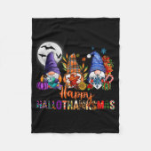 Halloween Thanksgiving Christmas Happy Hallothanks Fleece Deken (Voorkant)