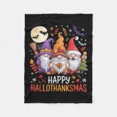 Halloween Thanksgiving Christmas Happy Hallothanks Fleece Deken (Voorkant)