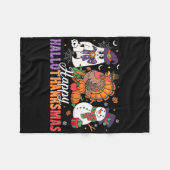 Halloween Thanksgiving Christmas Happy Hallothanks Fleece Deken (Voorkant (Horizontaal))