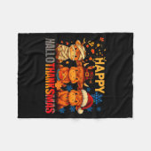 Halloween Thanksgiving Christmas Happy Hallothanks Fleece Deken (Voorkant (Horizontaal))