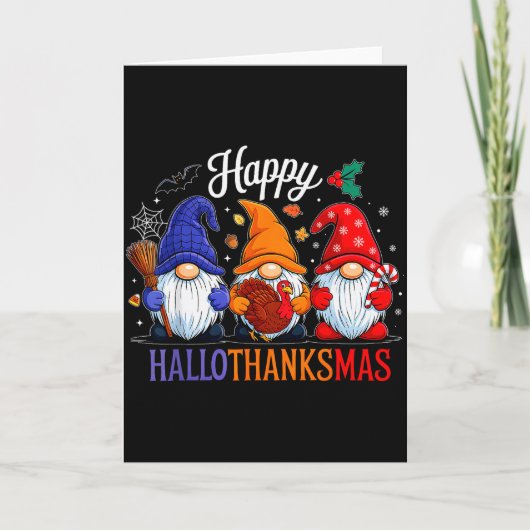 Halloween Thanksgiving Christmas Happy Hallothanks Kaart (Voorkant)