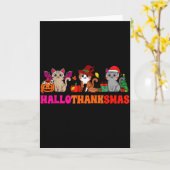 Halloween Thanksgiving Christmas Happy Hallothanks Kaart (Gele Bloem)