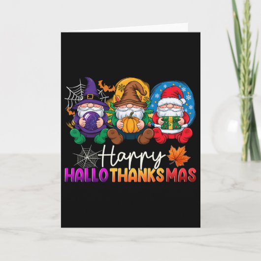 Halloween Thanksgiving Christmas Happy Hallothanks Kaart (Voorkant)