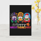 Halloween Thanksgiving Christmas Happy Hallothanks Kaart (Gele Bloem)