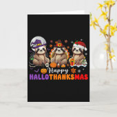 Halloween Thanksgiving Christmas Happy Hallothanks Kaart (Gele Bloem)
