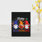 Halloween Thanksgiving Christmas Happy Hallothanks Kaart (Gele Bloem)