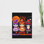 Halloween Thanksgiving Christmas Happy Hallothanks Kaart (Voorkant)