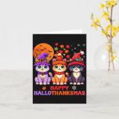 Halloween Thanksgiving Christmas Happy Hallothanks Kaart (Gele Bloem)
