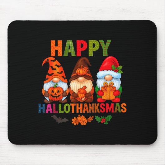Halloween Thanksgiving Christmas Happy Hallothanks Muismat (Voorkant)