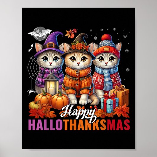 Halloween Thanksgiving Christmas Happy Hallothanks Poster (Voorkant)